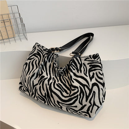 Stylish Zebra Print Canvas Tote Bag Acalora