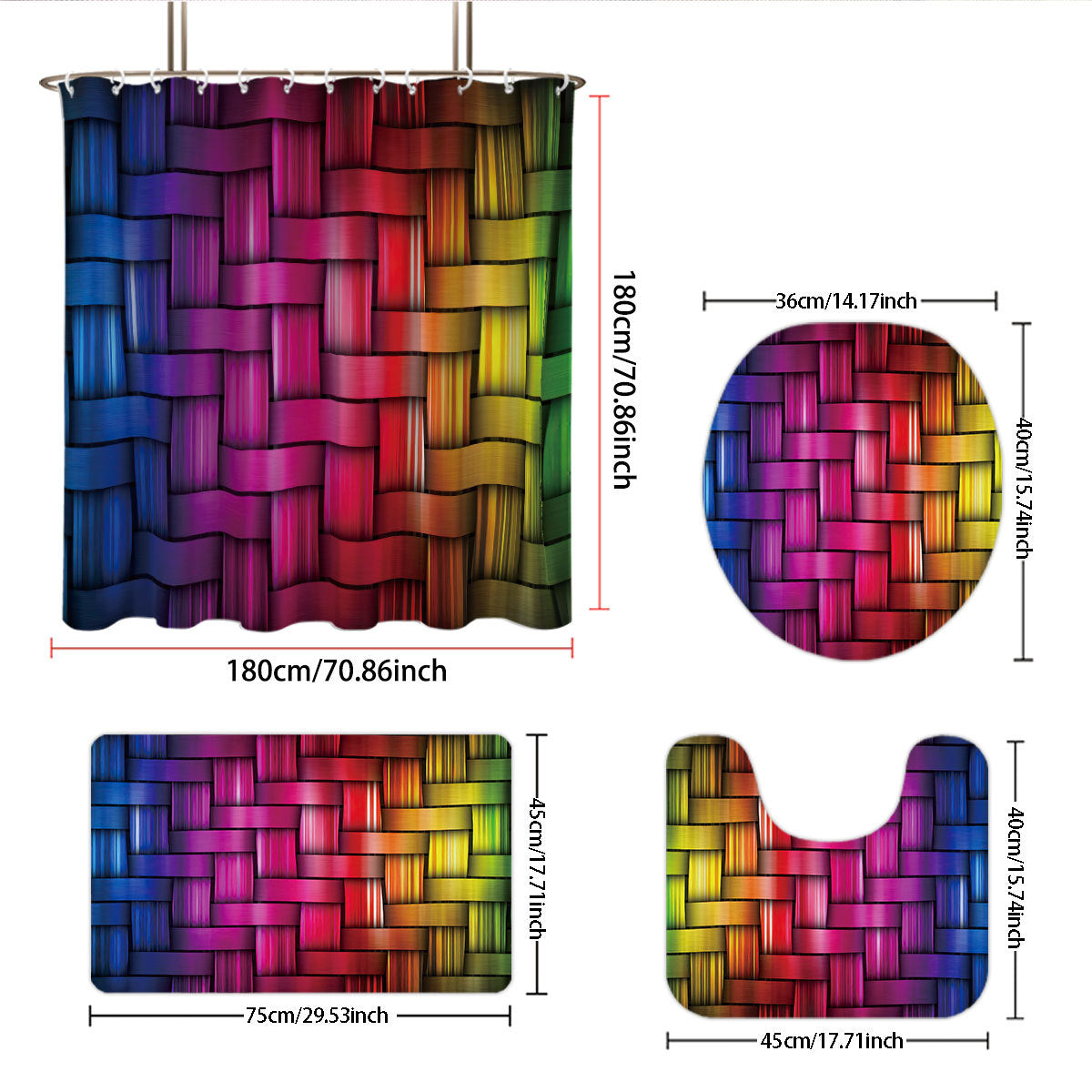 Digital Cube Pattern Bathroom Set