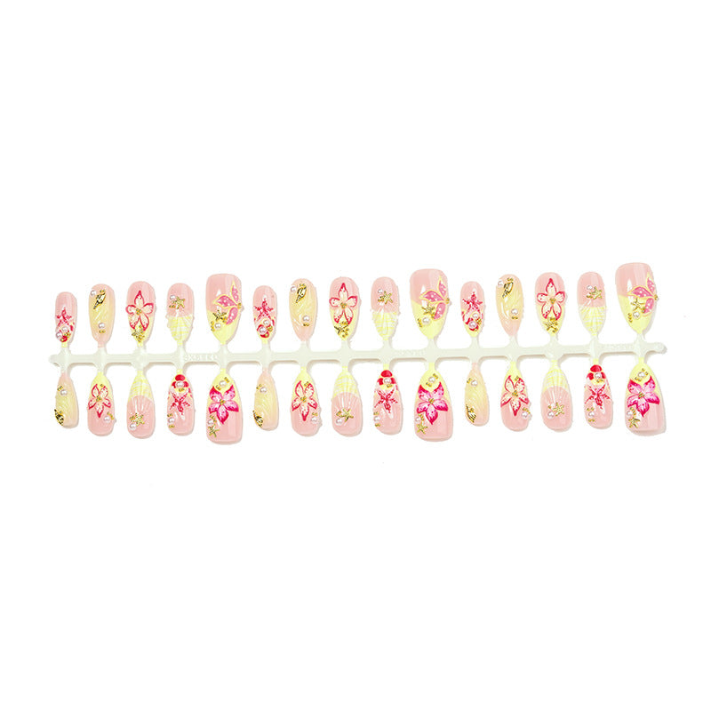 Artistic Floral Designed Press-On Nails Acalora