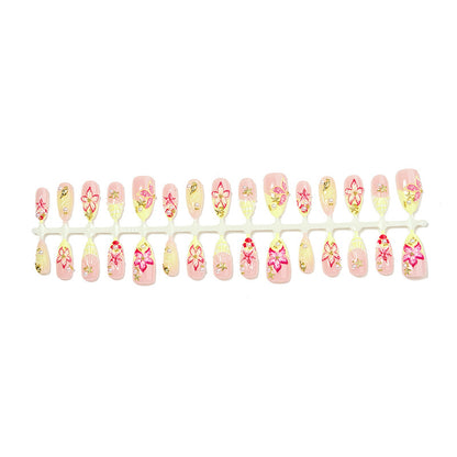 Artistic Floral Designed Press-On Nails Acalora