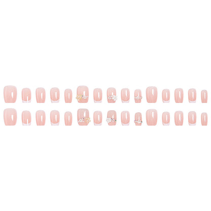 Nail set with elegant flower appliqués and exquisite glitter embellishments Acalora