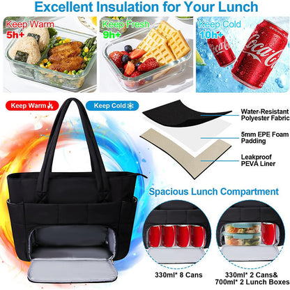 Insulated Multi-Pocket Lunch Tote Acalora