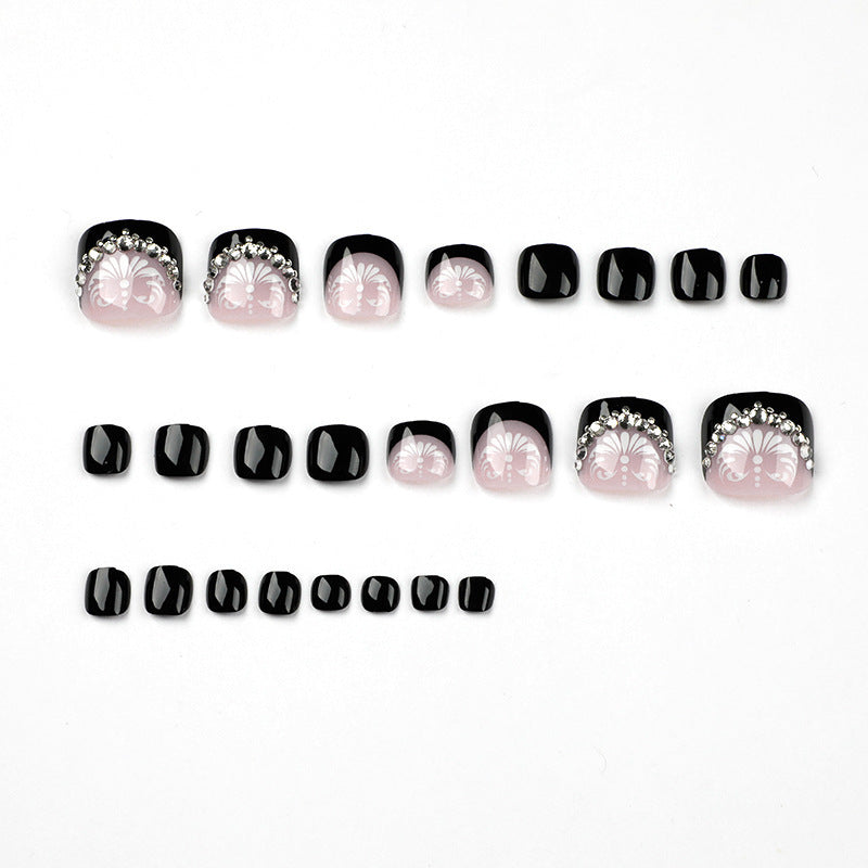 Decorative Press-On Toenails with Elegant Gemstone Accents Acalora