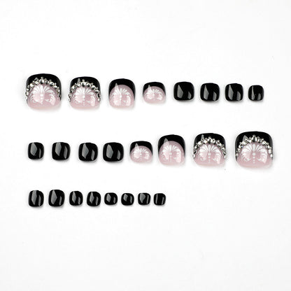Decorative Press-On Toenails with Elegant Gemstone Accents Acalora