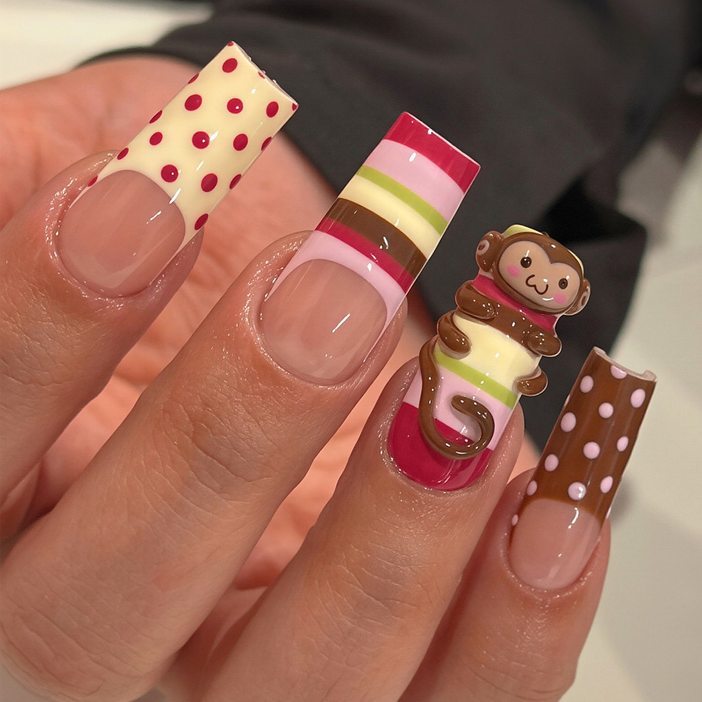 Whimsical Animal-Themed Long Press-On Nails Acalora