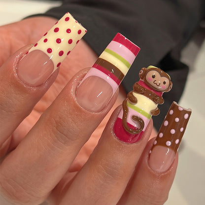 Whimsical Animal-Themed Long Press-On Nails Acalora