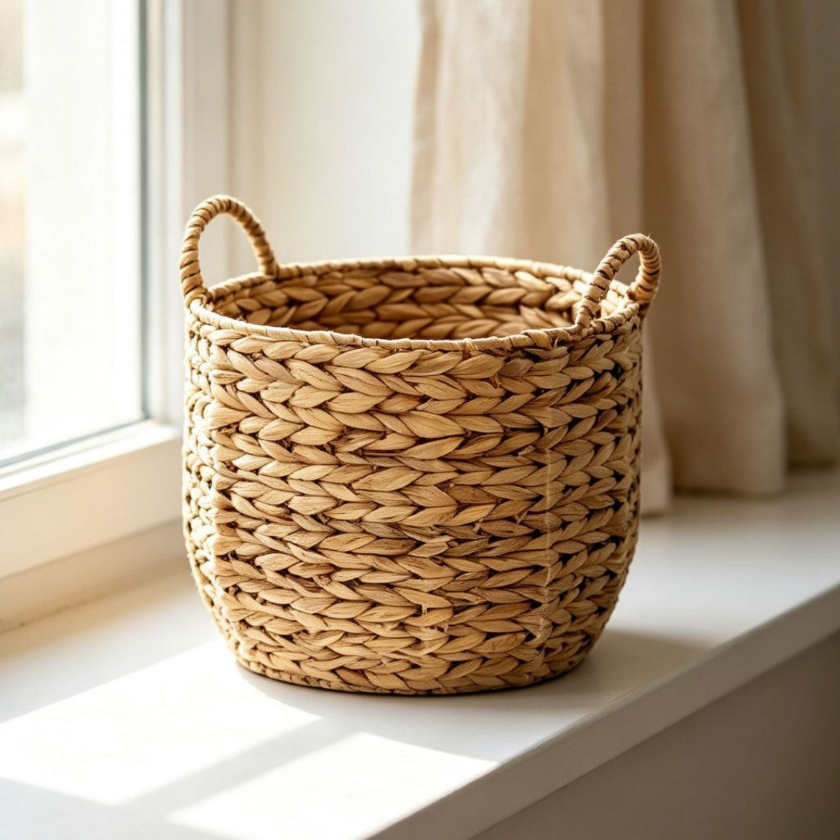Handwoven decorative basket with heart motif Acalora