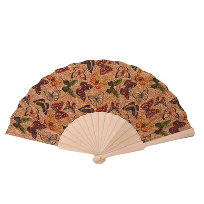 Ladies handcrafted fan made of cork and wood Bowlift