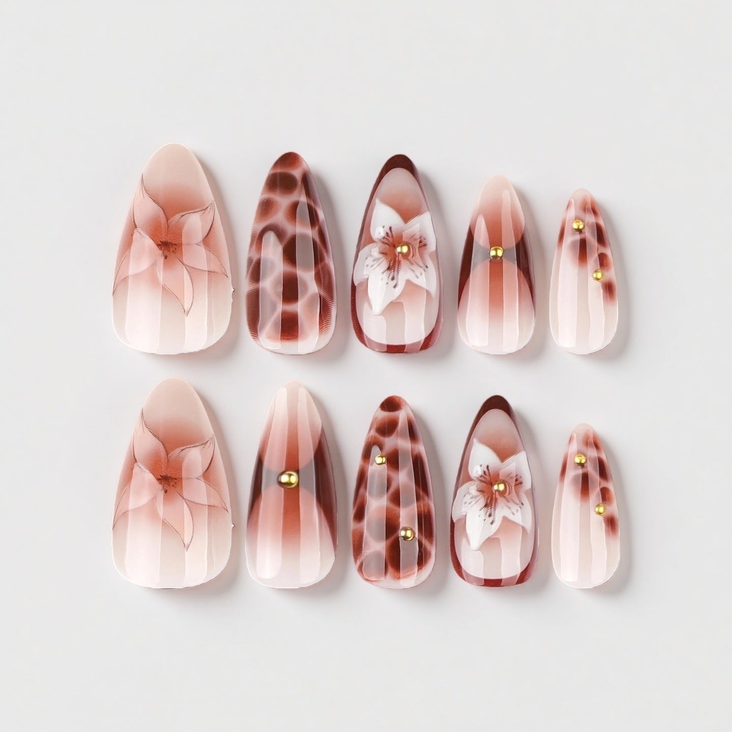 Decorative Floral Long Nail Set Acalora