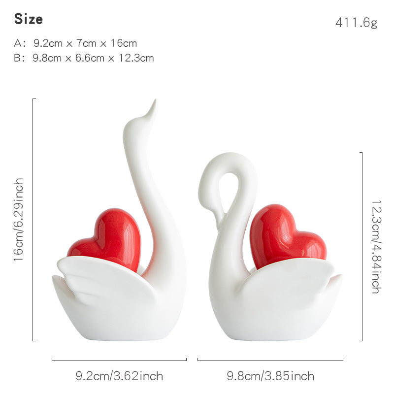 Elegant and romantic swans decorative figure Acalora
