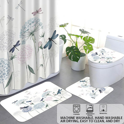 Artistic Dragonfly-Themed Four-Piece Digital Bathroom Set