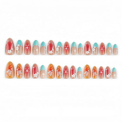 Artificial nail set with floral accents and glittering 3D applications Acalora