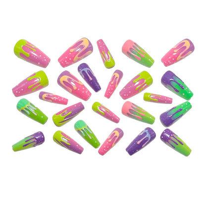Artificial nail extensions in creative gradient design Acalora