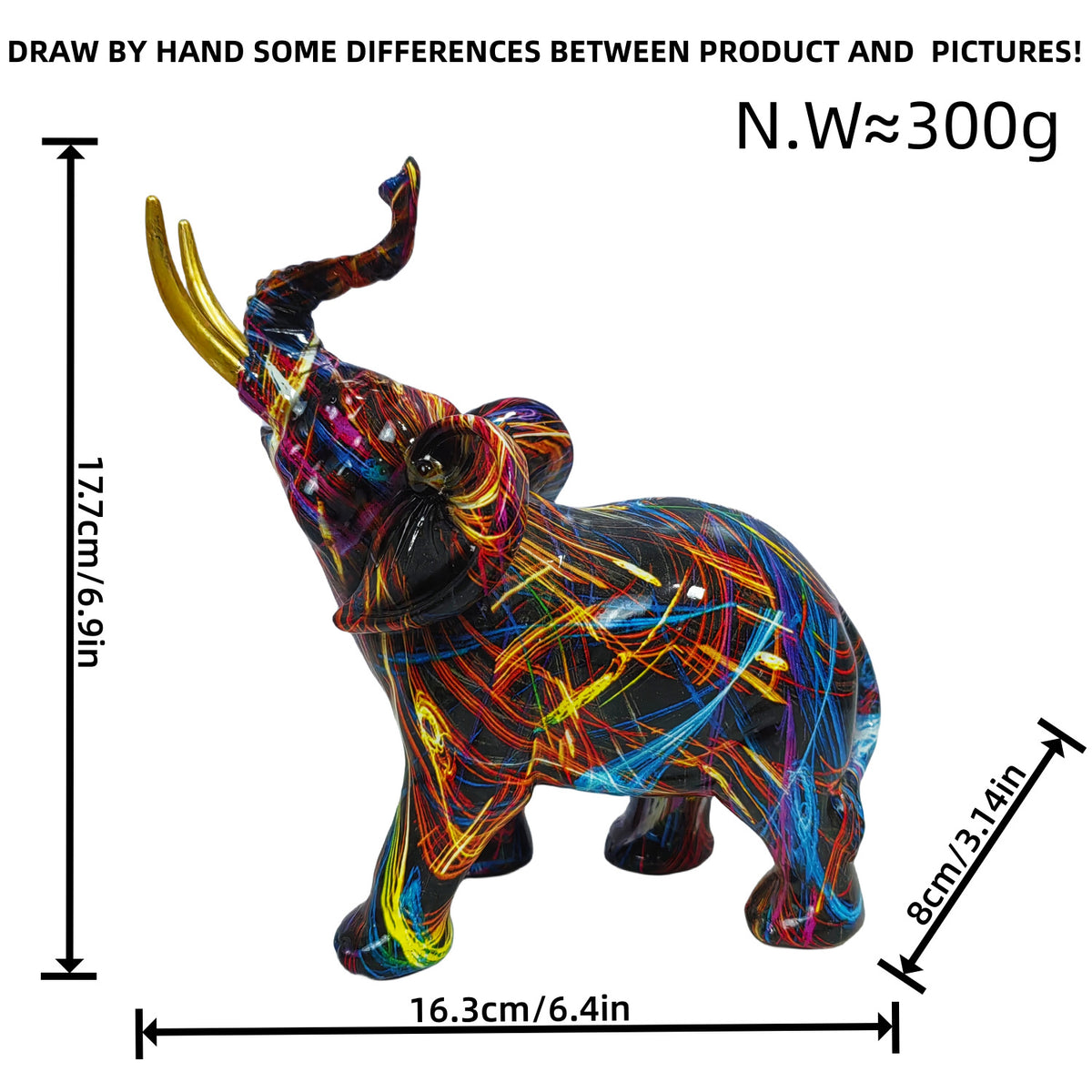 Creative elephant figurine with colorful design Acalora