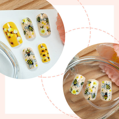 Bee-Themed Press-On Nail Art Set Acalora