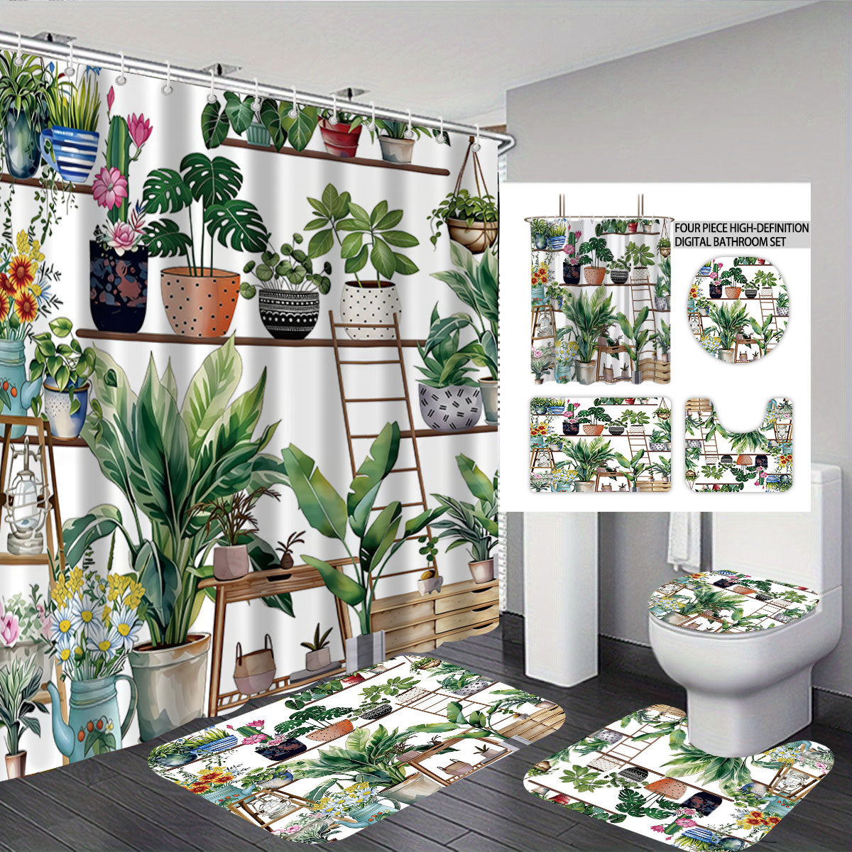 Digital Bow Pattern Bathroom Décor Set