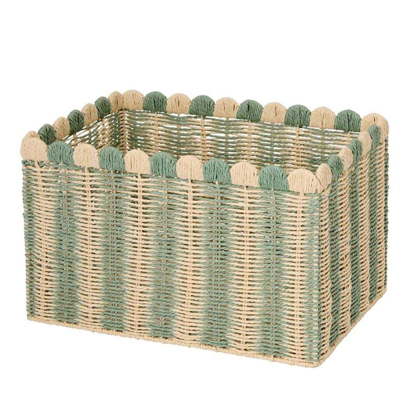 Decorative Woven Storage Basket with Scalloped Edges Acalora