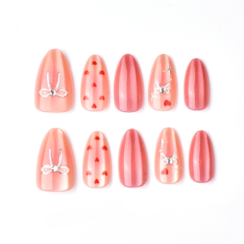 Heart-Themed Artistic Press-On Nail Set Acalora