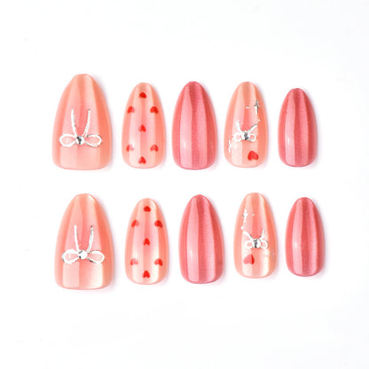 Heart-Themed Artistic Press-On Nail Set Acalora
