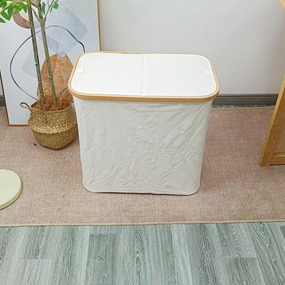 Elegant laundry basket with bamboo lid Acalora