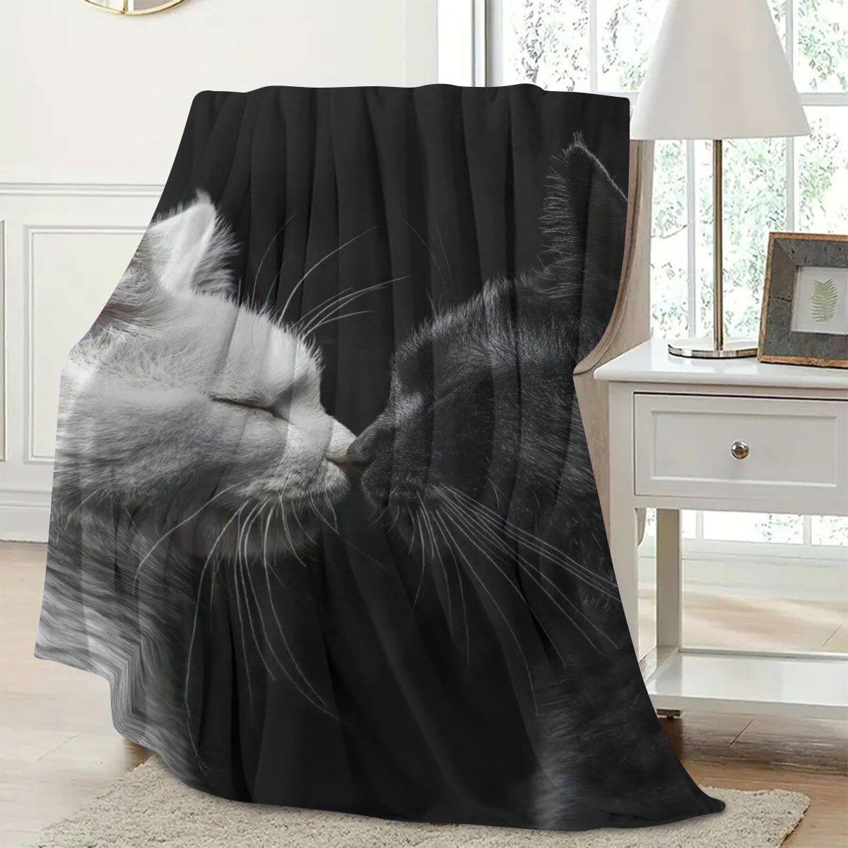 Artistic Cat-Themed Fleece Blanket