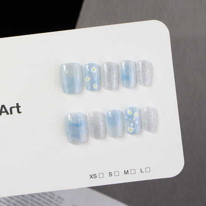 Artistic Press-On Nail Set with Floral Accents Acalora 1788497744