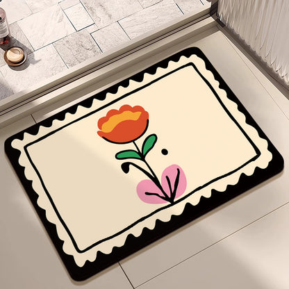 Decorative Floral Print Bath Mat Acalora