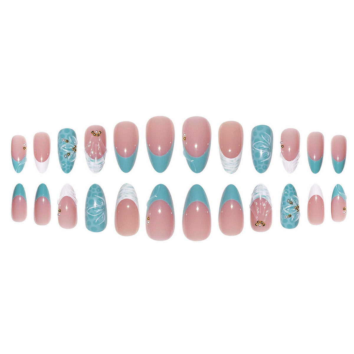 Decorative Floral Stiletto Press-On Nails Acalora