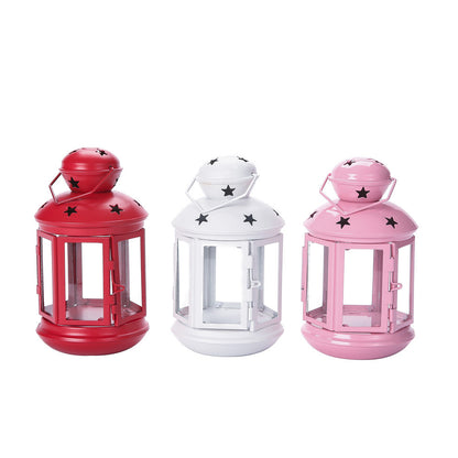 Decorative Star-Cut Glass Panel Metal Tea Light Lantern Acalora