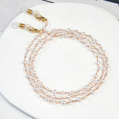 Elegant Pearl Beaded Eyewear Chain Acalora