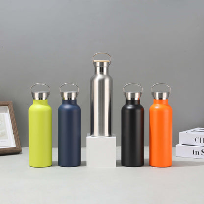 Women's stainless steel insulated drinking bottle with sustainable bamboo lid Kalsten