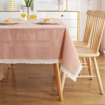 Polka Dot Lace Trim Tablecloth