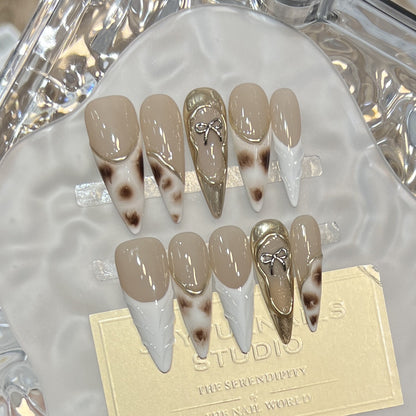 Decorative Stiletto Press-On Nail Art Set with Unique Design Elements Acalora