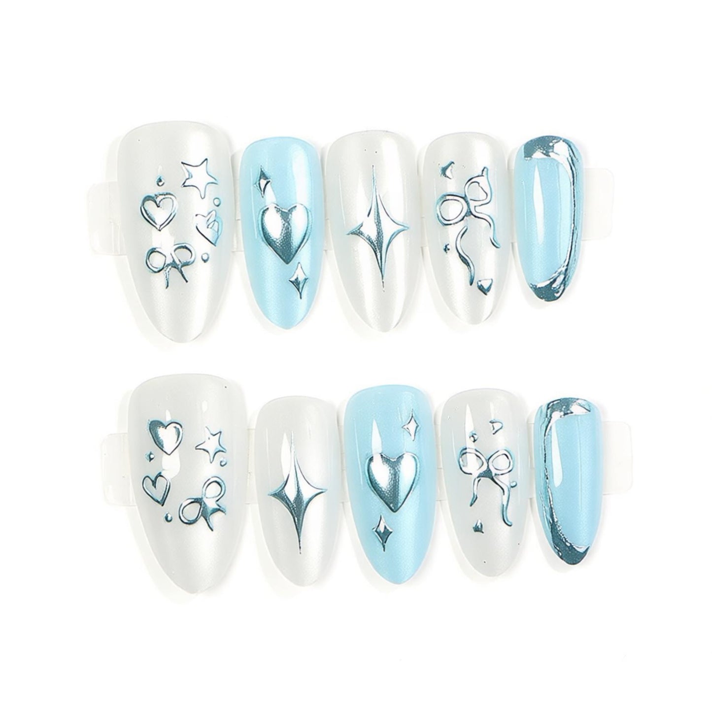 Glamorous Metallic Press-On Nail Set Acalora