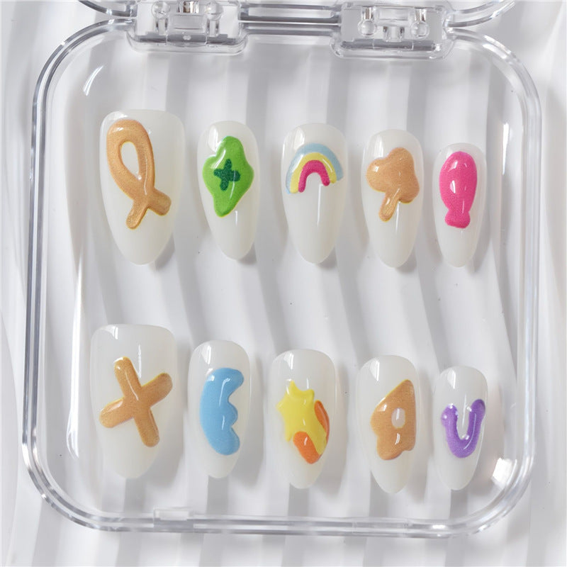 Artistic Cartoon-Themed Press-On Nail Art Set Acalora