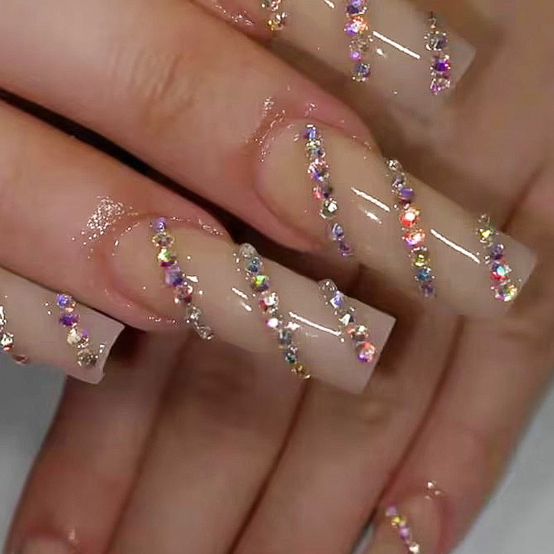 Decorative Press-On Nail Set with Rhinestone Accents Acalora