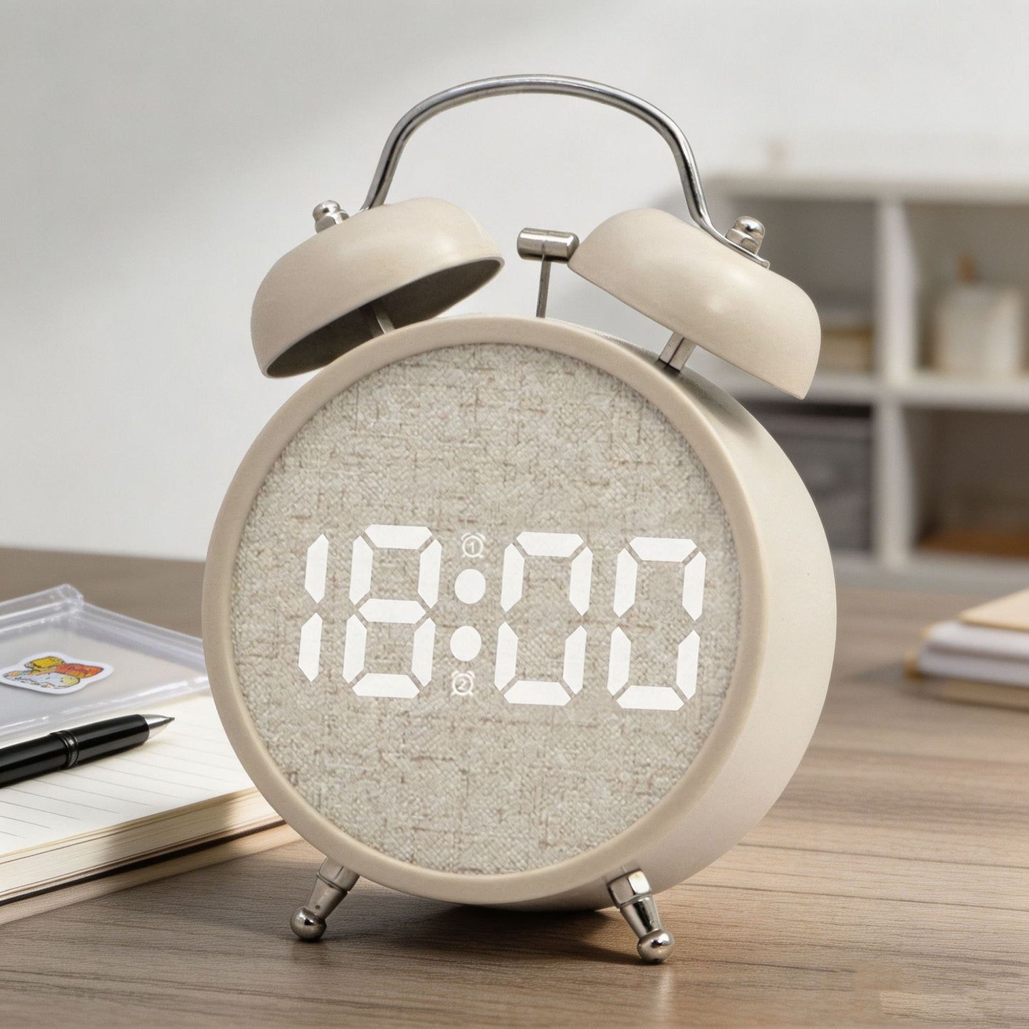 Digital Alarm Clock in Modern Design with Large LED Display