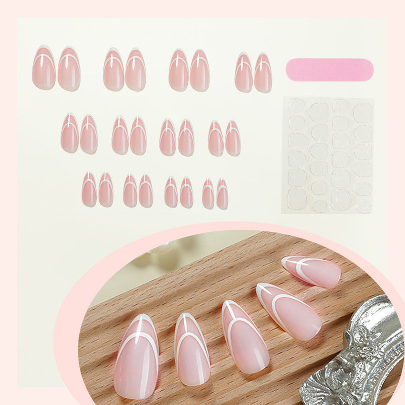 Designer Press-On Nail Set with Elegant Geometric Patterns Acalora