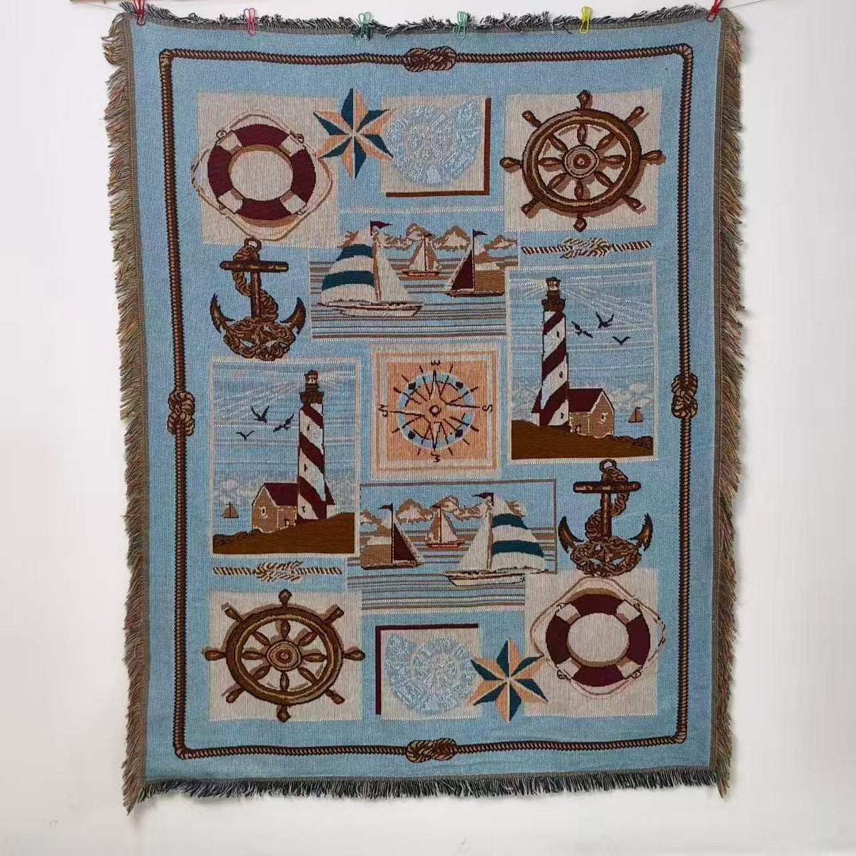 Nautical-Themed Decorative Throw Blanket