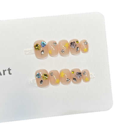 Decorative Press-On Nail Art Set with Sparkling Accents Acalora