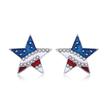 Women's lightweight star earrings with enamel flag design and fishhook Kalsten
