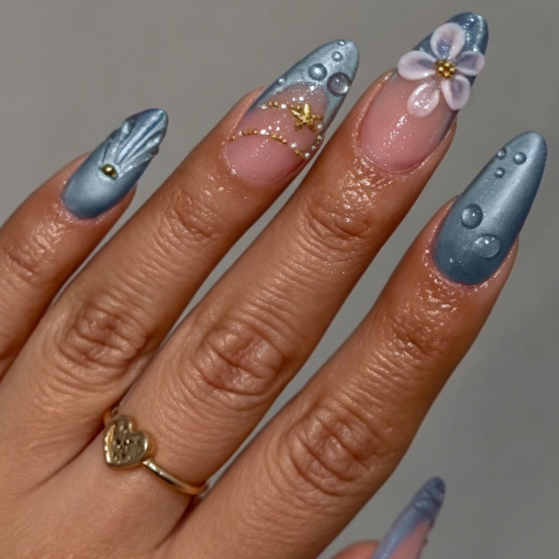 Decorative Press-On Nail Art Set with Gem Accents Acalora