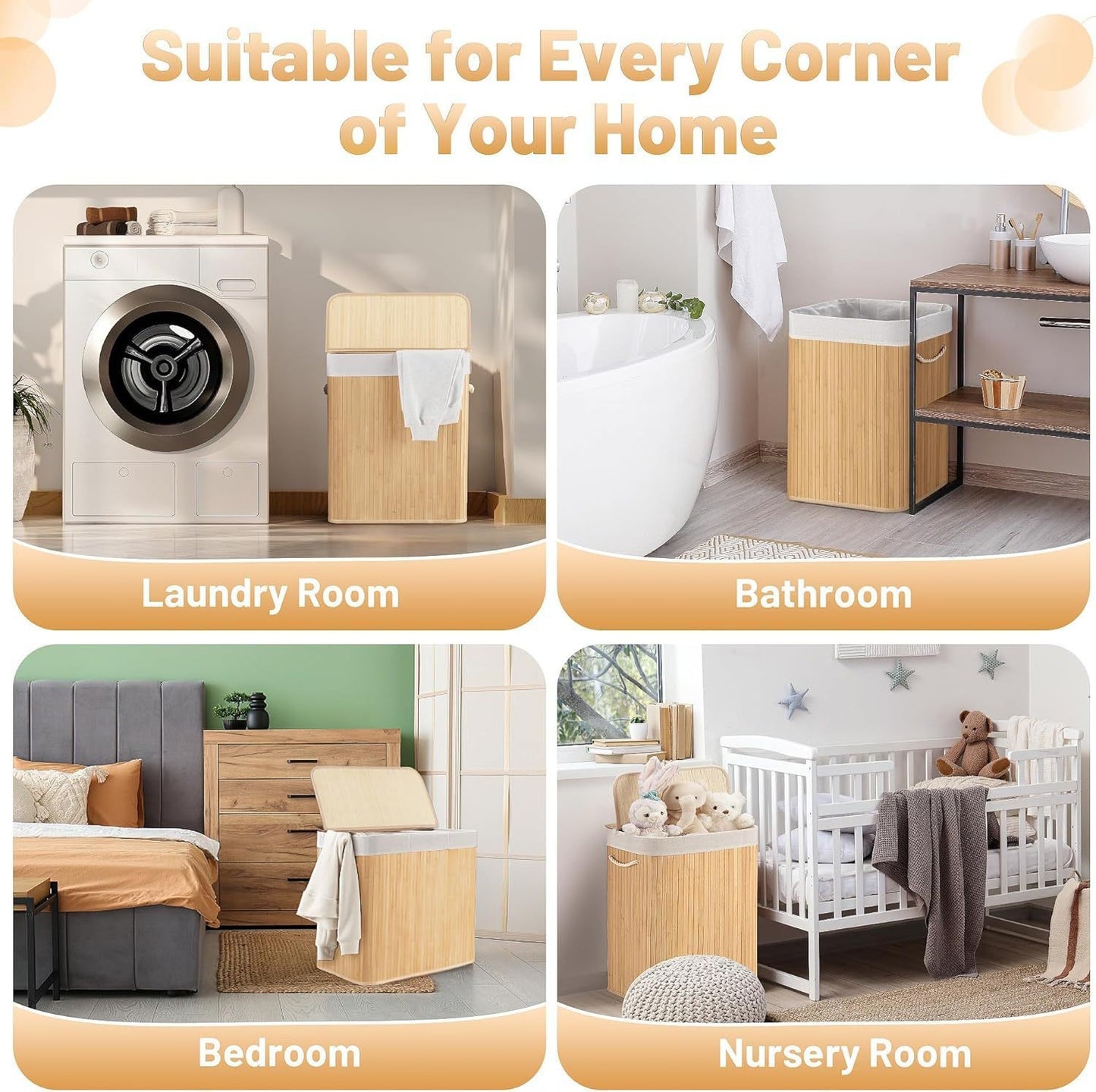 Large laundry basket with two compartments and removable lid Acalora