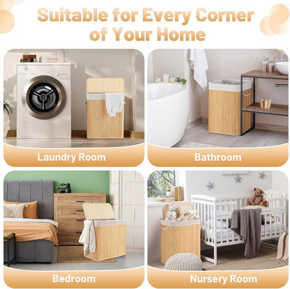 Large laundry basket with two compartments and removable lid Acalora