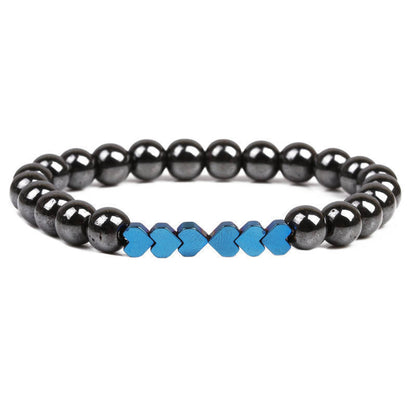 Natural Stone Beaded Bracelet with Heart Accents Acalora