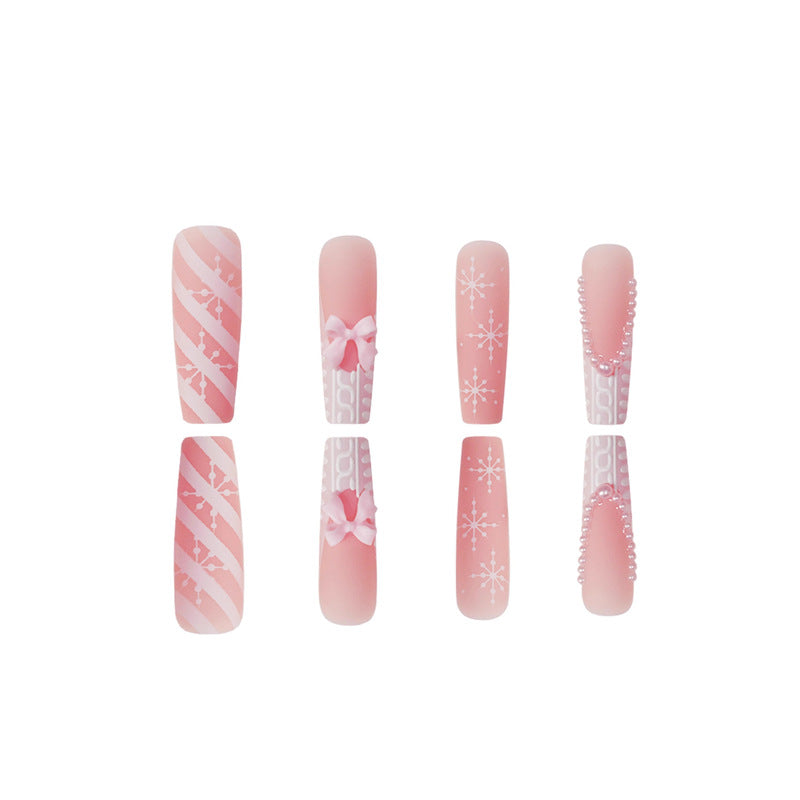 Decorative Press-On Nail Art with Pearl and Bow Accents Acalora