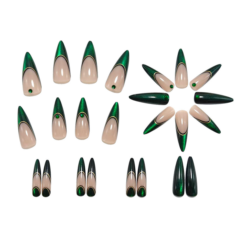 Artificial nails with elegant glitter gradient and modern accents Acalora