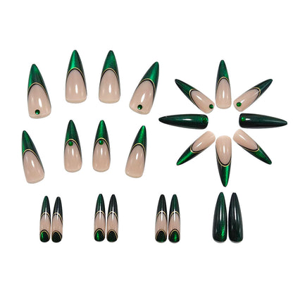 Artificial nails with elegant glitter gradient and modern accents Acalora
