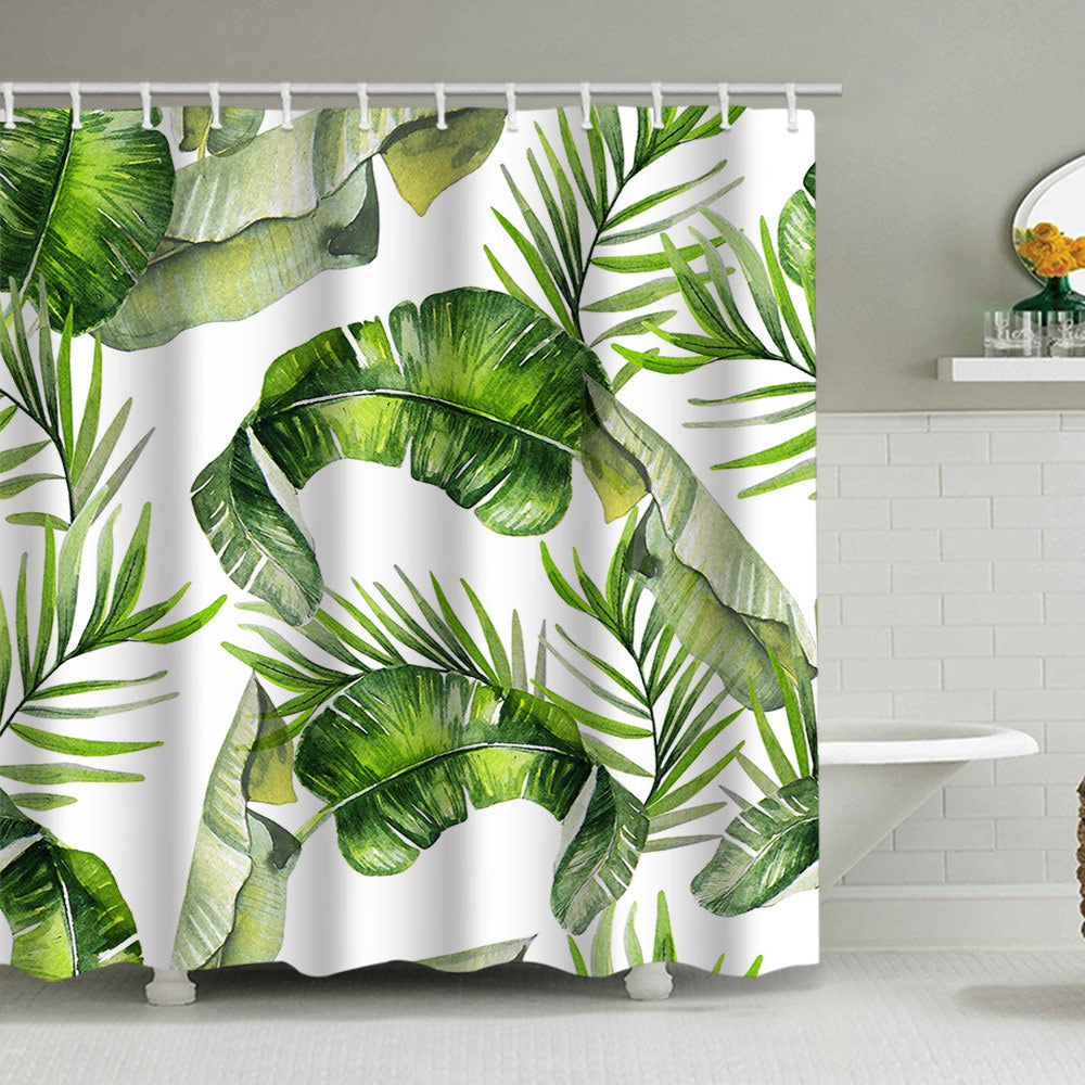 Botanical Leaf Pattern Shower Curtain