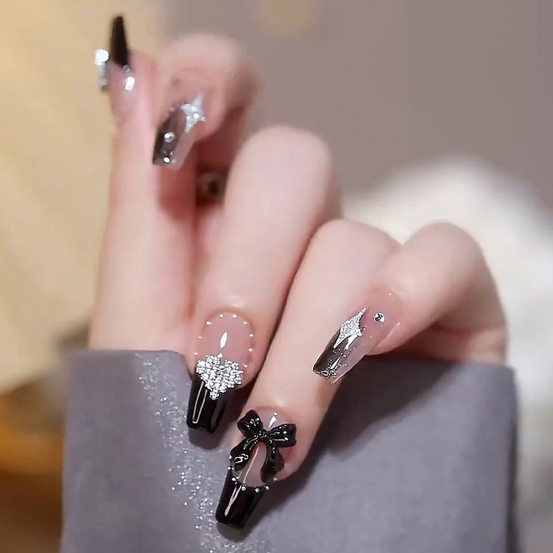 Acrylic nail set with glamorous 3D decorations and noble accents Acalora